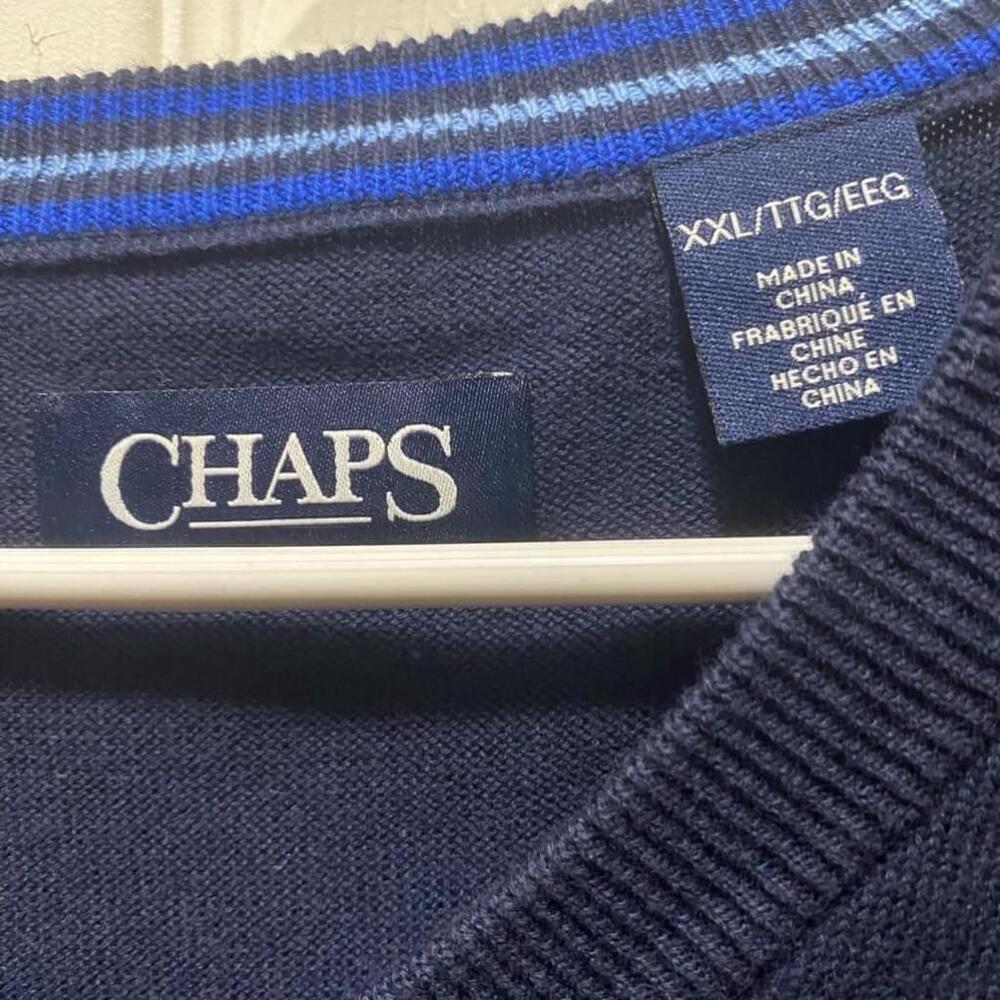 Men's Chaps Men’s Navy Blue Sweater Vest Size XXL Like new condition - Picture 3 of 3